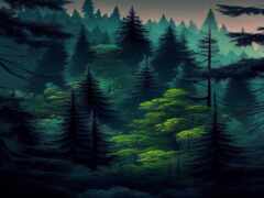 закрытие леса со многими деревьями на заднем плане