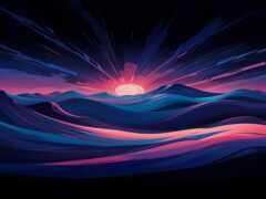 завершение картины заката над горным хребтом