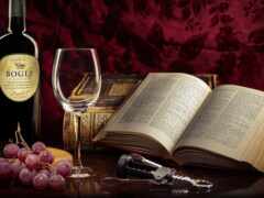 книга, вино, виноград