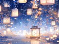 есть много фонарей, свисающих с потолка ночью