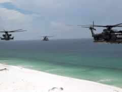 pantalla, playa, helicóptero