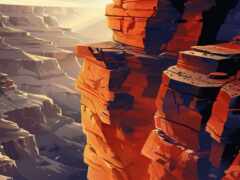 человек стоит на скале и смотрит на каньон