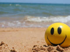 пляж, мяч, улыбка