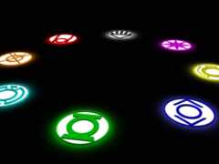 закрытие группы неоновых символов зеленого фонаря