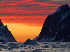 антарктида, закат, полуостров