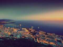 монако, город, закат