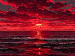 завершение картины заката над океаном