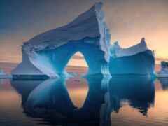 айсберг, закат, природа