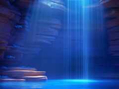 есть водопад, который течет вниз по холму