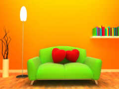 диван, графика, оранжевый