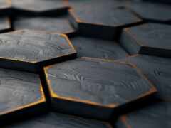 закрытие кучки черных и золотых шестиугольников