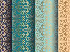 набор из четырех различных цветных и золотых узоров