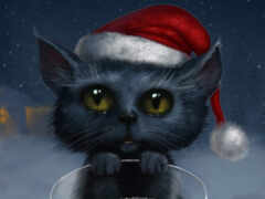 кот, рождественский, черный
