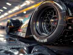 закрытие автомобильной шины на мокрой поверхности