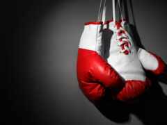пара боксерских перчаток, висящих на крючке