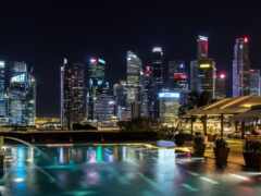ночь, небоскребы, singapore