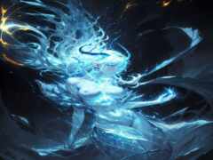 закрытие женщины с очень длинными белыми волосами