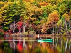 осень, река, отражение