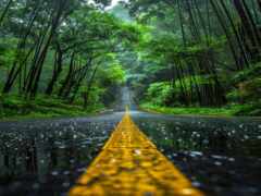 закрытие дороги с желтой линией в середине