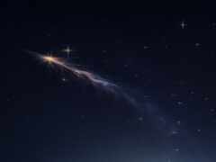 звездное ночное небо с яркой звездой и маленьким белым объектом