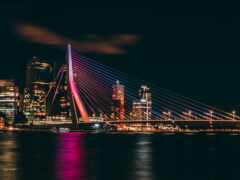 мост, роттердам, ночь