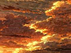есть фотография заката с облаками и самолетом