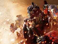 трансформаторы боевых роботов находятся в бою с большой группой солдат