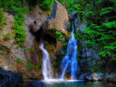 водопад, гора, природа