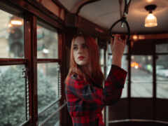 трамвай, фото, девушка