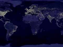 арафская карта мира ночью с огнями городов