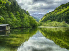 озеро, австрия, зелёный