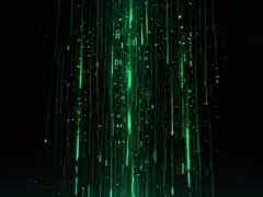 зеленый и черный фон с множеством светящихся чисел