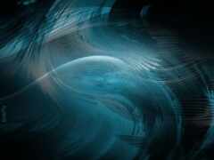 есть изображение синего и черного фона с волной