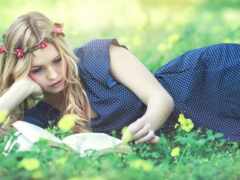 женщина, цветы, прочитать