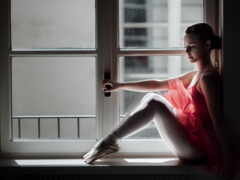 балерина, окно, красивые