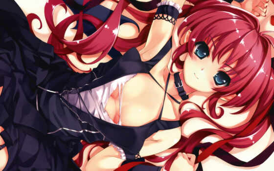 Sexy anime girl with red hair