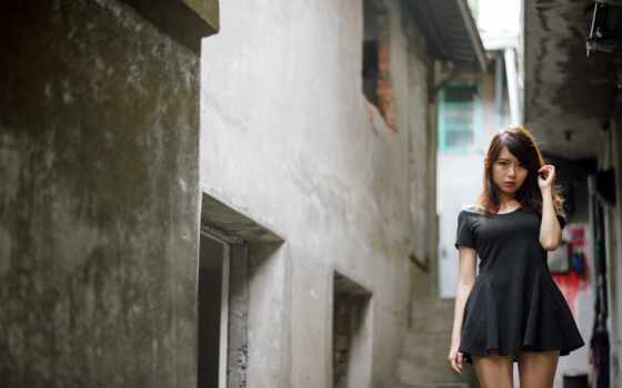 Woman cheating outdoor asian