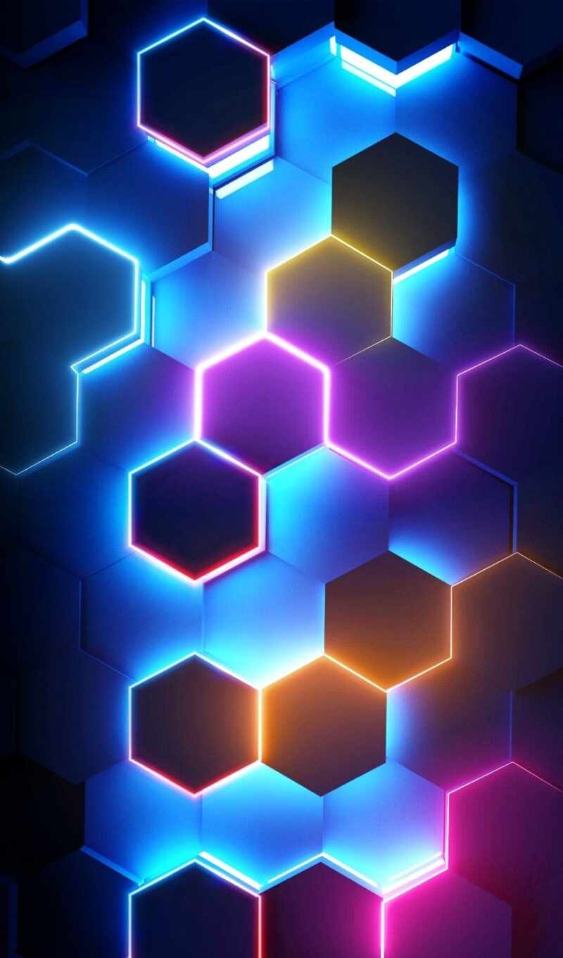 abstract, neon, ah, hexagon