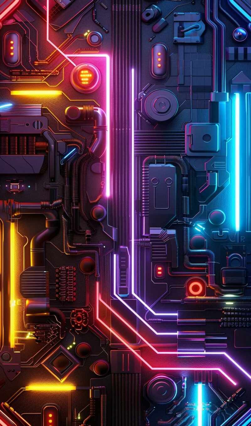 tech, art, telephone, a computer, board, premium, neon, contour, ah, generate