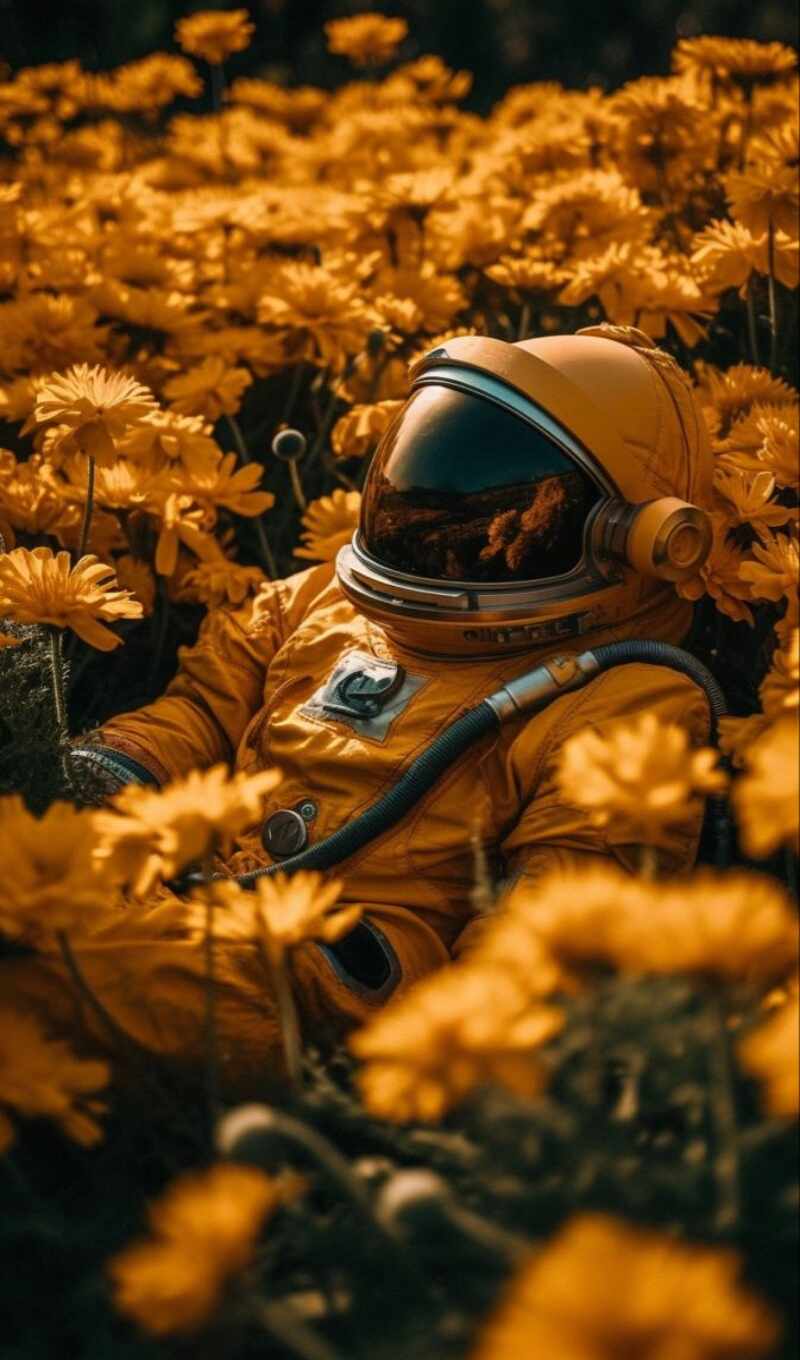 sunflower, space, ah, astronaut