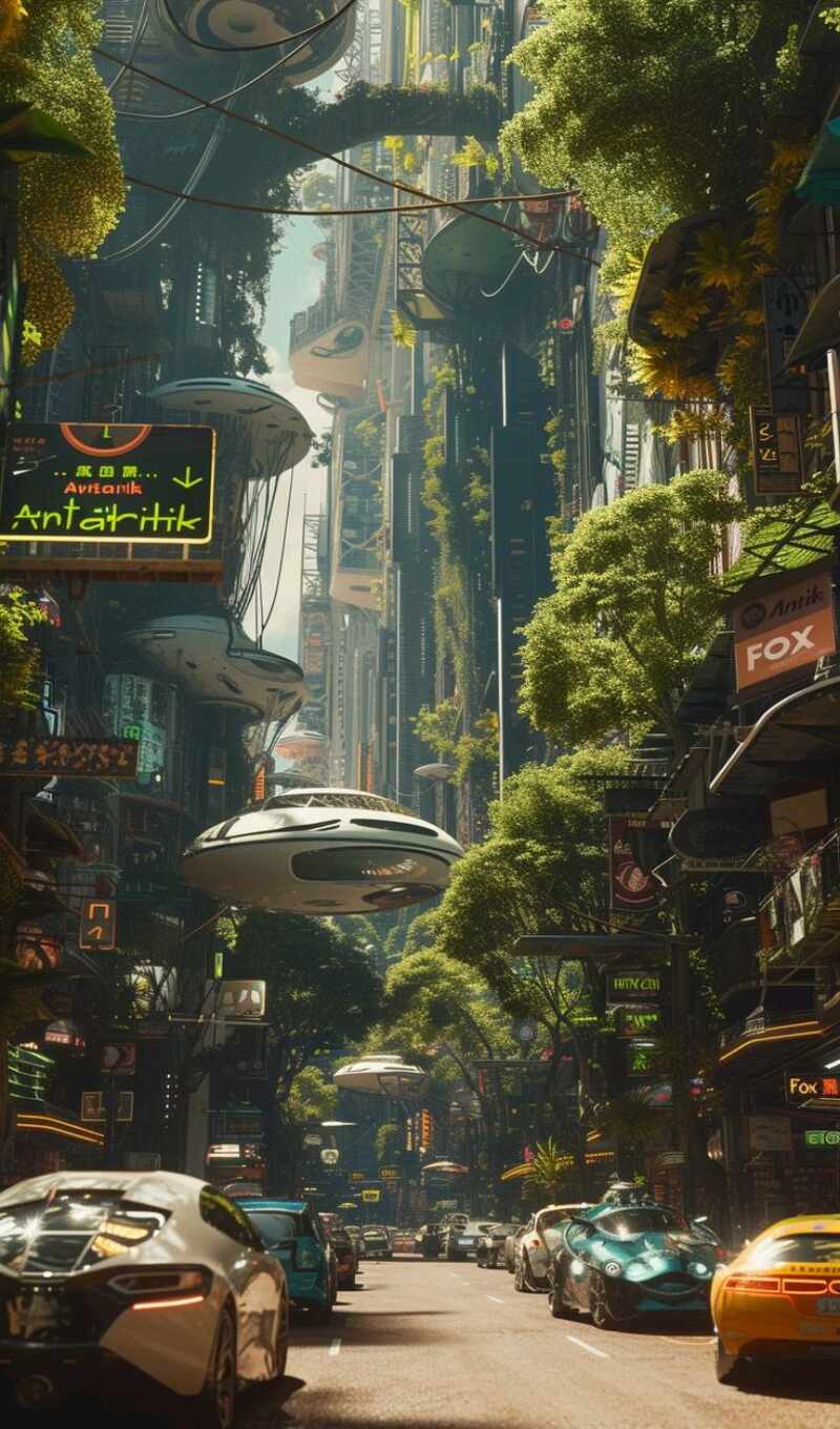 city, landscape, fantastic, cyberpunk, futuristic, scientific