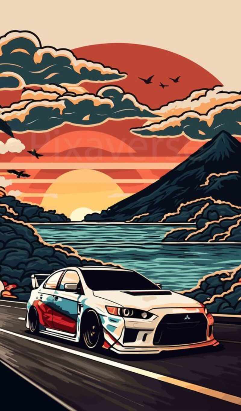 art, car, эволюция, lancer, premium, плакат, illustration, sale, ай, генерировать, порождающий