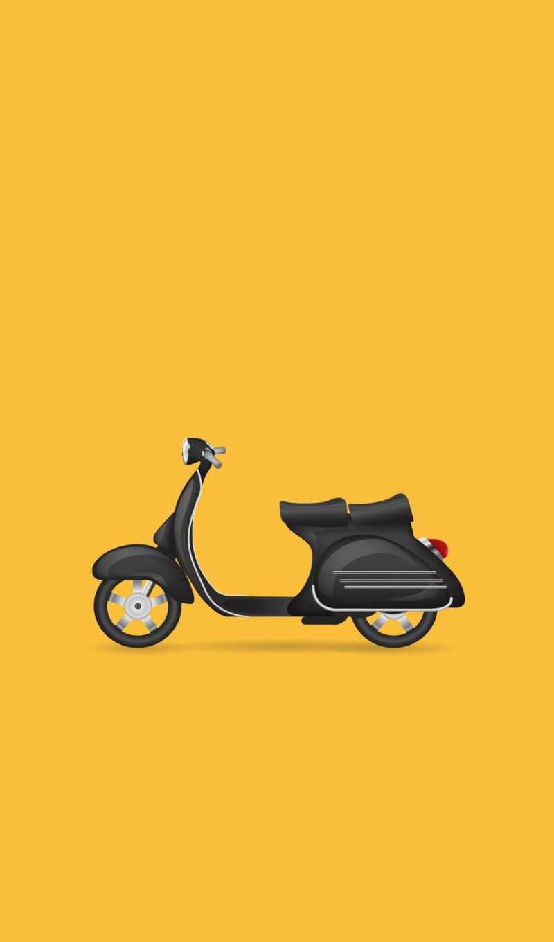 vespa, yellow, illustration, moped, mode of transport, scooter