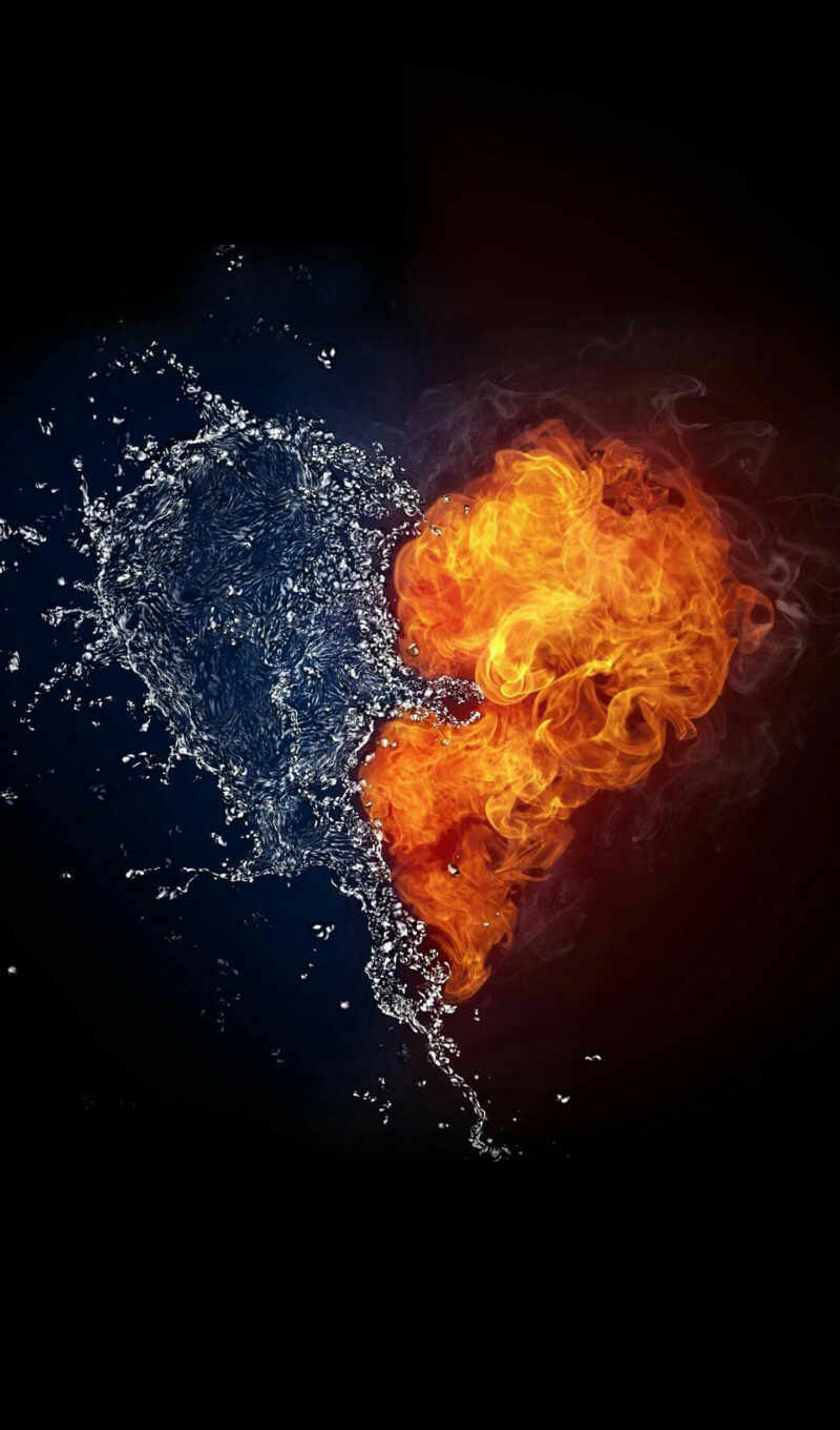love, water, but, fire, heart, gift, splashes, love