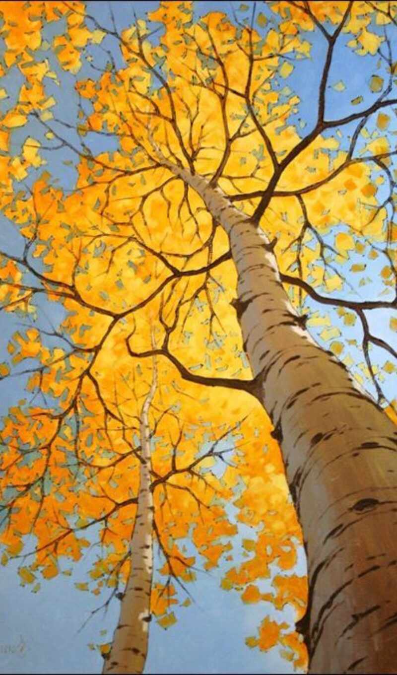 природа, art, краска, дерево, осень, работать, береза, идея