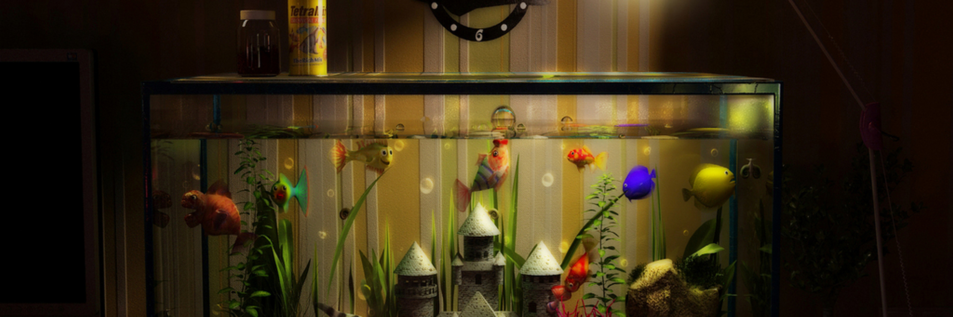 Лампа Барбус для аквариума. Замок для рыбок. Сколько должен гореть свет в аквариуме с рыбками. Можно ли выключать фильтр в аквариуме на ночь рыбкам.