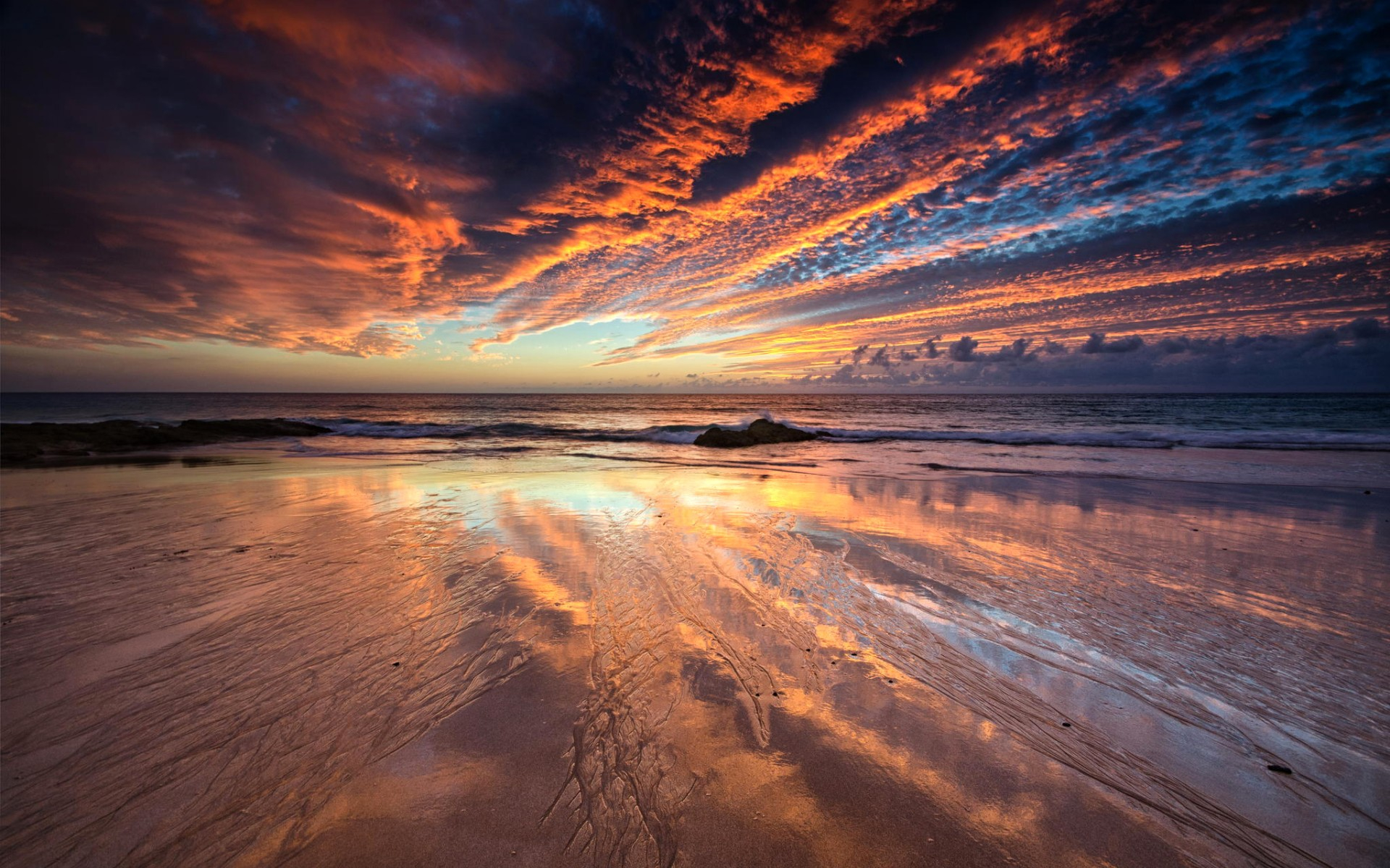 отражение, небо, песок