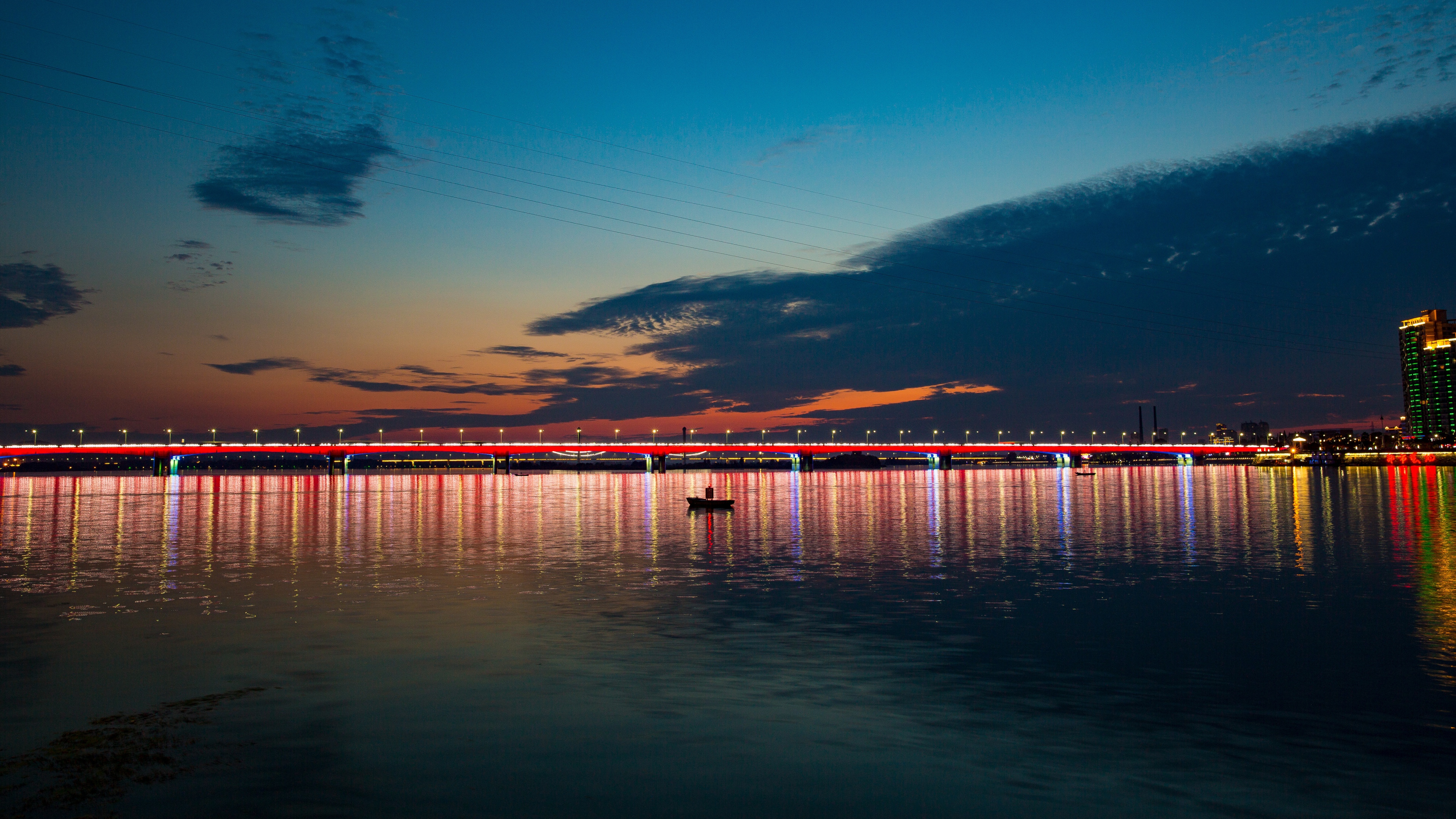 город, ночь, море