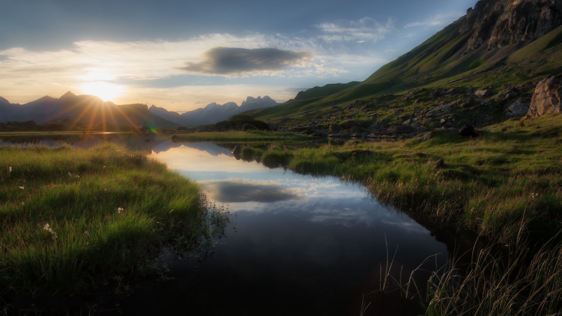 гора, озеро, фото