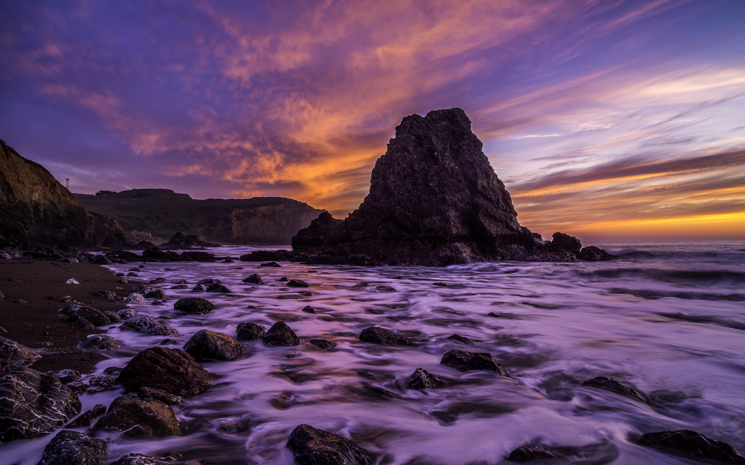 море, розовый, сиреневый